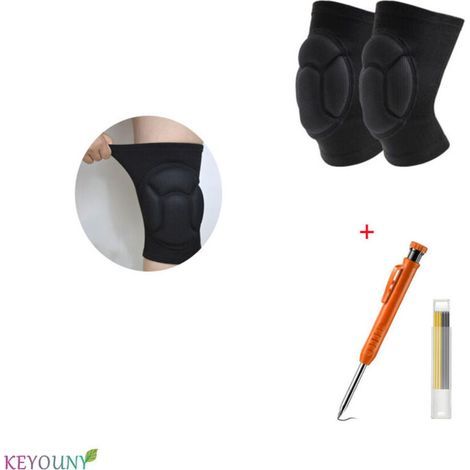 Professional Work Knee Pads, Comfortable Knee Pads for Abrasive Floors, for Gardening and Construction, Dance, Elastic Foam, Shock Absorbing + Deep Hole Marker (1/4)