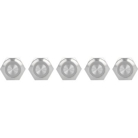 Lot de 5 interrupteurs à bouton-poussoir momentanés en métal, à réarmement automatique, ultra-fins et étanches, avec LED, 25 mm, 12-24 V CC, vert