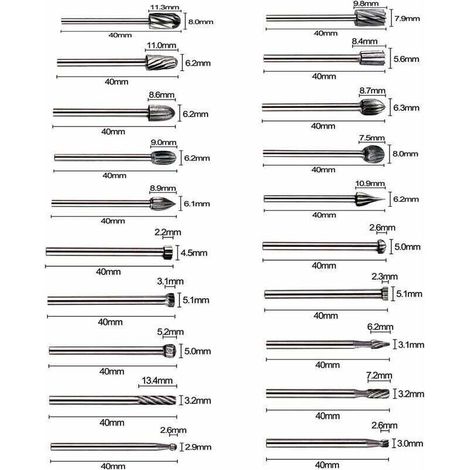 Fraises Rotatives - 20Pcs Embouts de Fraisage HSS Fraise Bois Outil de Routage du Bois avec 3mm Tige pour Dremel/Accessoires Outil Rotatif pour Bricolage Menuiserie, Gravure