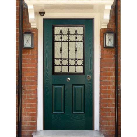 Porta Blindata Classica con Vetro per Esterno Portoncino Blindato Vetrato Verde (1/4)