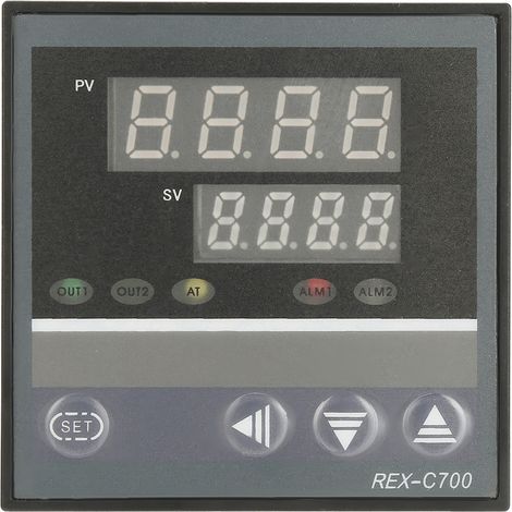 REX C700FK02-MYAN PID-Digitalthermostat, intelligenter Regler mit dualer Digitalanzeige, präziser Regelung, 2 Relaisausgängen, 100–240 V AC, für Heizung und Kühlung (1/5)
