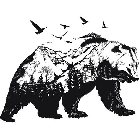 Stickers muraux silhouettes d'animaux en noir et blanc pour la décoration du salon et de la chambre (Style 1) (1/5)
