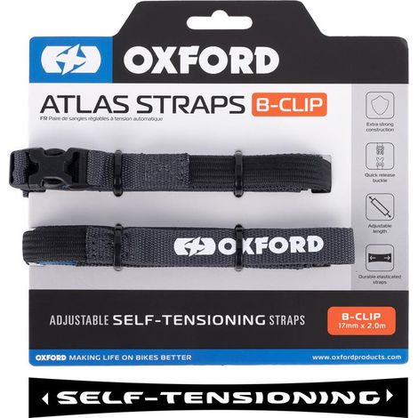 Correas de transporte Oxford Atlas con clip B, 17 mm x 2 m, 2 unidades. Color: gris.