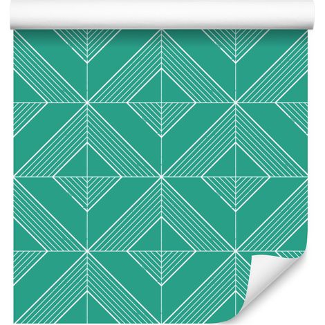 Carta da parati geometrica con rombi marini per soggiorno e camera da letto, 50x1000 cm (1/5)