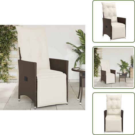 The Living Store Gartensessel Verstellbar mit Kissen Braun Poly Rattan - Gartenstuhl - Relaxsessel - Loungesessel - Outdoor Möbel - Gartenlounge (1/5)