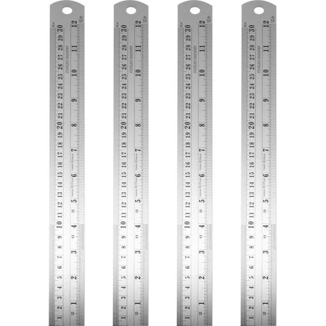 Règle à double échelle en acier inoxydable, outil de dessin (1/5)