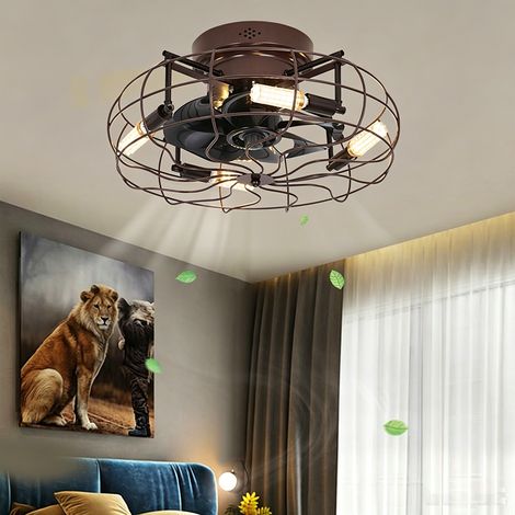 Ventilador de techo tipo jaula de 50 cm con lámpara, control por mando/app, 6 velocidades, temporizador y 3 temperaturas de color. (1/5)