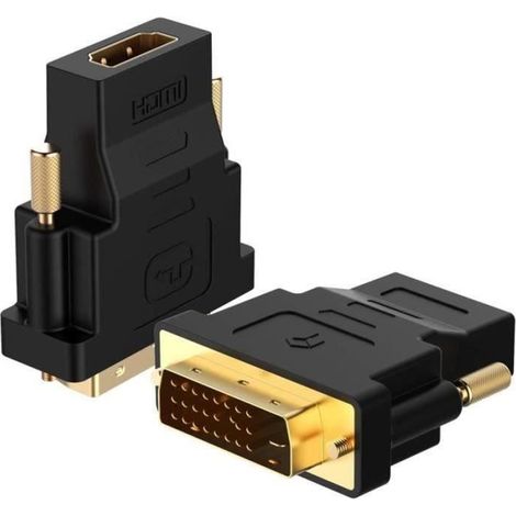 Adaptateur DVI vers HDMI, 1080P Full HD, Lot de 2, Noir (1/4)