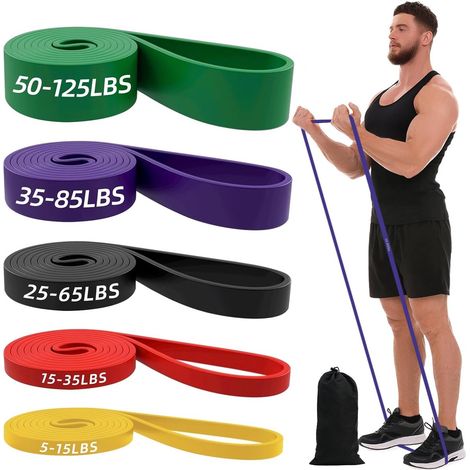 Premium 5-delige Weerstandsbanden Set - Fitness Elastiek met 5 Verschillende Weerstanden - Geschikt voor Crossfit, Powerlifting en Thuisworkouts - Inclusief luxe opbergtassen[CC] (1/5)