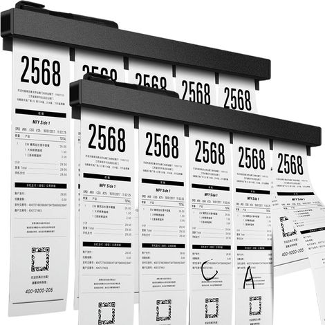 Lot de 2 porte-tickets pour restaurant, réfrigérateur, sans perçage, pour les murs, la maison, la cuisine, le bureau, les cafés, les pubs, les bars (noir, 50 cm, 2 pièces) (1/5)