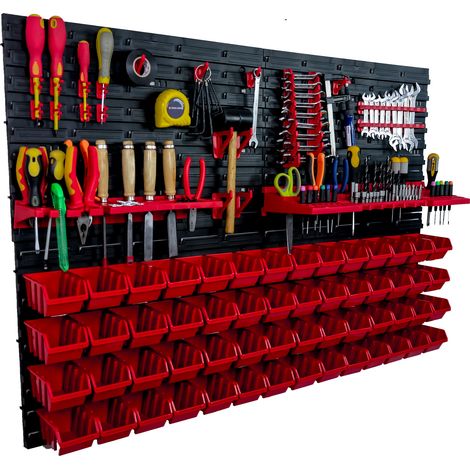 Panneau à outils d'atelier 115 x 78 cm + 56 plateaux (1/5)