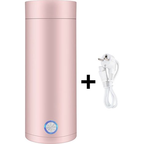Mini hervidor de viaje de 1 pieza, hervidor eléctrico pequeño de acero inoxidable de 400 ml, rosa, taza eléctrica 3 en 1, adecuado para té, leche y café (1/5)
