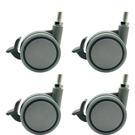 Roulettes Pivotantes Roues en Nylon avce Frein FC3511A pour La Chaise Chariot Meuble Rotation de 360 Roulette de Transport avec Montage par Filetage Taille Ø 60mm Lot de 4 (1/5)