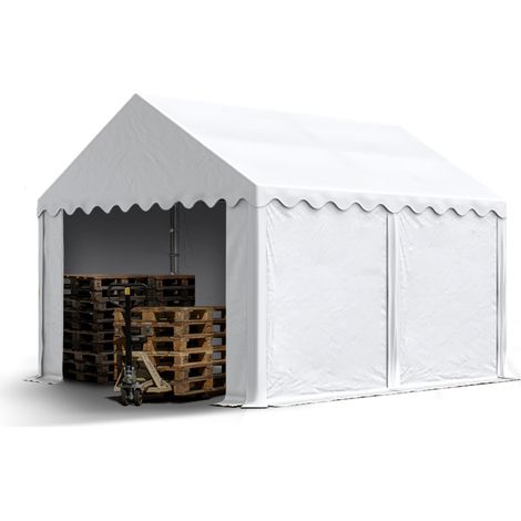 Stabiles Lagerzelt 3x4 m Unterstand mit Bodenrahmen und Dachverstärkung PVC Plane 800 N weiß 100% wasserdicht Zelthalle Weidezelt