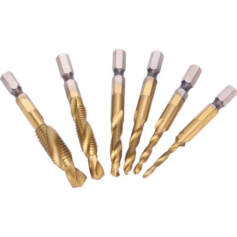 Kit de 6 forets taraudeurs en acier rapide 6542 (M10, M8, M6, M5, M4, M3) - Outils de taraudage longs (1/5)