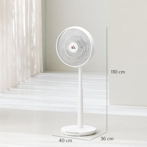 Ventilateur debout silencieux avec télécommande,ventilateur avec 12 vitesses,minuterie,réglage d’inclinaison et d’oscillation,modes veille,blanc