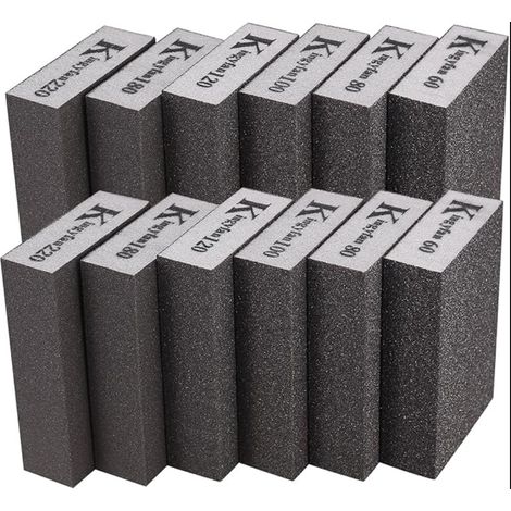 Éponge de Ponçage Blocs Cales à Poncer à Main Grain 60/80/100/120/180/220 Lavable Réutilisable pour Métal Bois (1/5)