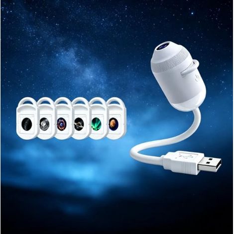 Projecteur de ciel étoilé 6 en 1 - Veilleuse à projection de ciel étoilé USB - Rotation à 360° - Luminosité réglable - Lampe LED pour la chambre, idéale pour la voiture, la chambre et la décoration de (1/3)