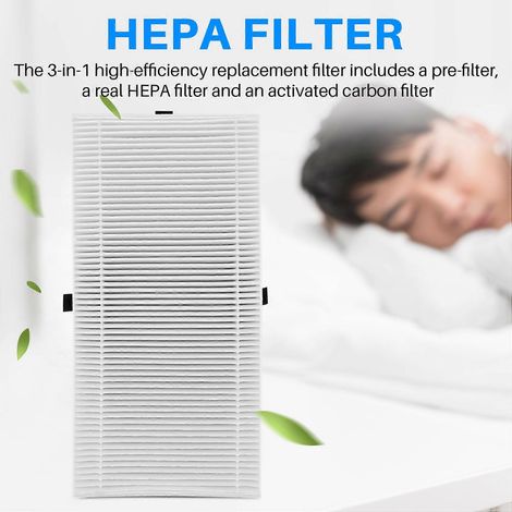 Lot de 2 filtres pour purificateur d'air HRF201B, filtre HEPA de rechange pour Febreze FRF102B et Honeywell Filter U, HRF201B, HHT290, etc. (1/5)