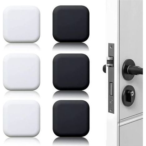 6 Pièces Butée de porte murale noire/blanche adhésive 45mm45mm Bloc porte Stop porte mural adhesif Butoir porte mural adhesif (1/5)
