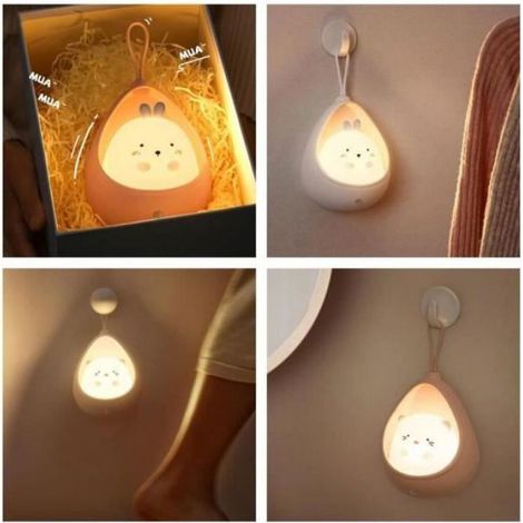 Veilleuse Bébé,veilleuse en forme de lapin,veilleuse enfant avec capteur à Induction,Veilleuse de couloir avec corde suspendre,ros (1/4)