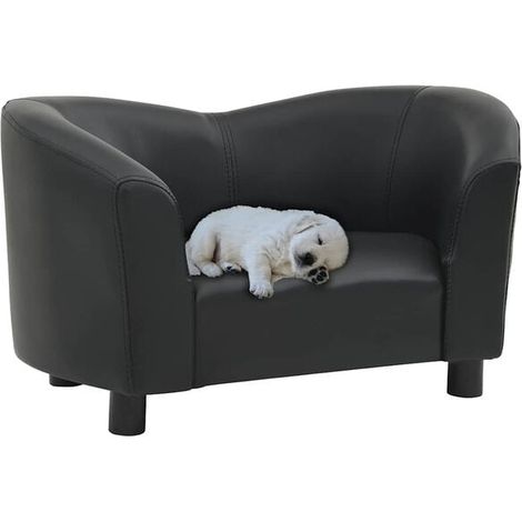 Canapé noir en forme de chien, 67 x 41 x 39 cm, similicuir
