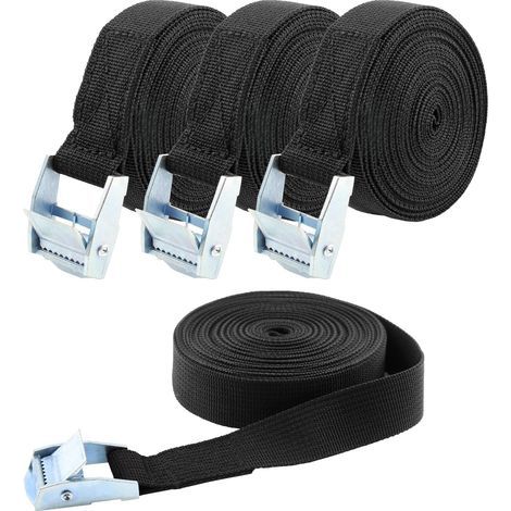 Sangle à boucle en alliage de zinc, noire, 2,5 cm x 1 m Sangle d'arrimage pour véhicule Sangle à boucle pour bagages Sangle d'arrimage Sangle de tension (1/5)