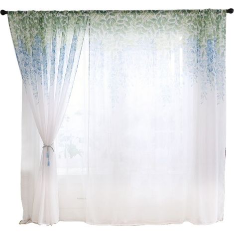 Rideau de Fenêtre en Polyester Violet Anti-Vent, Voile de Cantonnière, Matériau Respirant et écologique pour la Décoration de la Chambre à Coucher (Blue) (1/5)