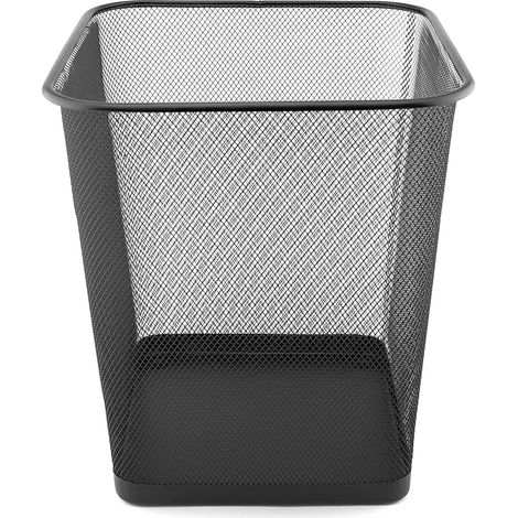 18-Liter-Büro-Abfalleimer – Papierkorb aus Metallgewebe – Schwarzes, quadratisches Design – Rostbeständig (1/5)