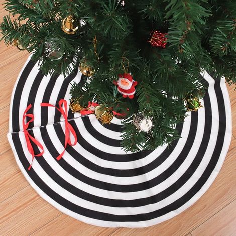 Tapis de sapin de Noël annuel noir et blanc de 71 cm (28 pouces), style rustique (1/3)