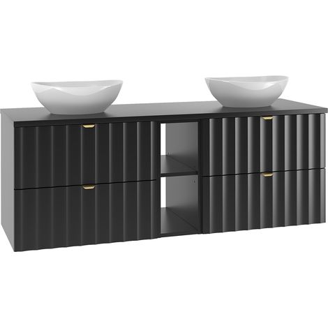 Mobile bagno doppio lavabo Lexa nero 140cm