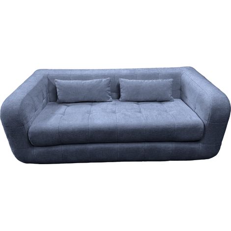 ARLETTE - Canapé droit tissu chenille 3 places - Bleu (1/5)