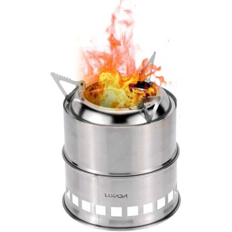 Portable réchaud Camping Alcool Bois Poêle en Acier Inoxydable Cuisine Grill pour la randonnée, Le Pique-Nique, Le Camping (1/5)