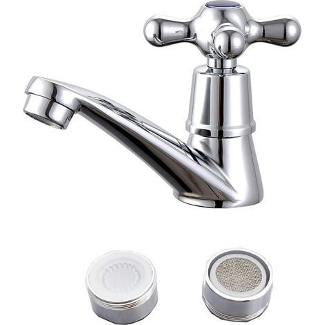 Basin Faucet Single Handle Water Nozzle Cold Water Tap, Modern Single Cold Faucet Sink Accessories Chrome Finish Water Tap, with Filter (1/5)