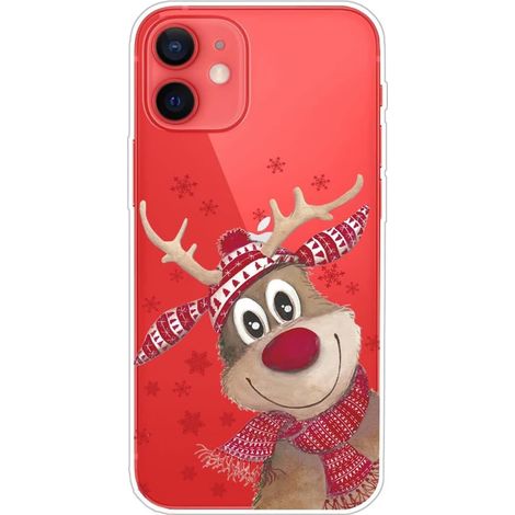 Weihnachtshülle für iPhone 12/12 Pro, Frost-Effekt, Rentier + Glas (1/5)