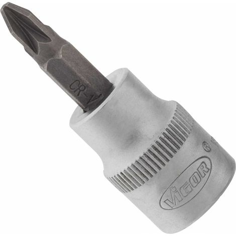 VIGOR Innenvierkant Antrieb 10 = 3/8 Zoll Schraubendreher-Einsatz Pozidriv-Profil (PZ) V2290N ∙ Vierkant hohl 10 mm (3/8 Zoll) ∙ Pozidriv Profil PZ ∙ PZ 2 ∙ Gesamtlänge: 49 mm (1/4)