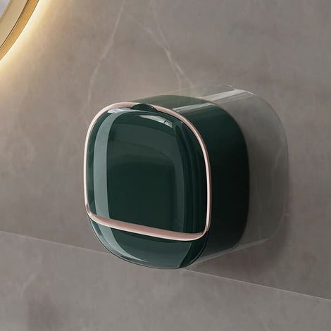 Porte-savons Mural Salle de Bain, Boîte à Savon Douche avec Couvercle Rabattable Range Savon Douche étanche, Auto-drainant Porte-Savon Nordique Plateau Économiseur pour Salle de Bain Cuisine (1/3)