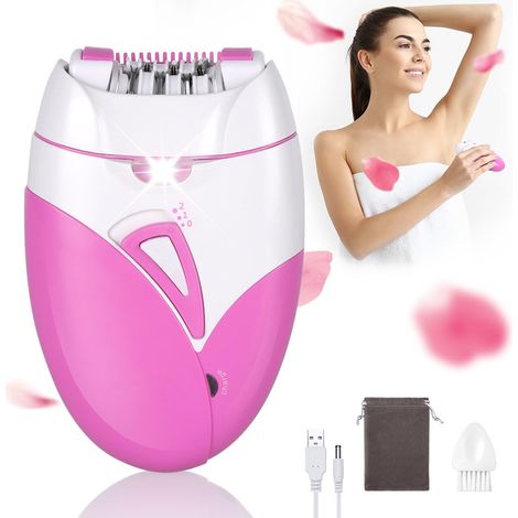 Tondeuse Femme Mini avec Tête Rasage, USB Rechargeable LED pour Visage Aisselles Maillot Jambes, Rose (1/5)