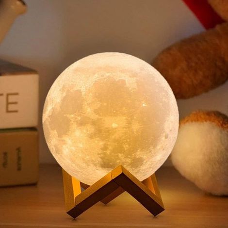 Lampada lunare oCreon 2023 aggiornata: stampa 3D di foto e testo, 16 colori, supporto in legno (1/5)