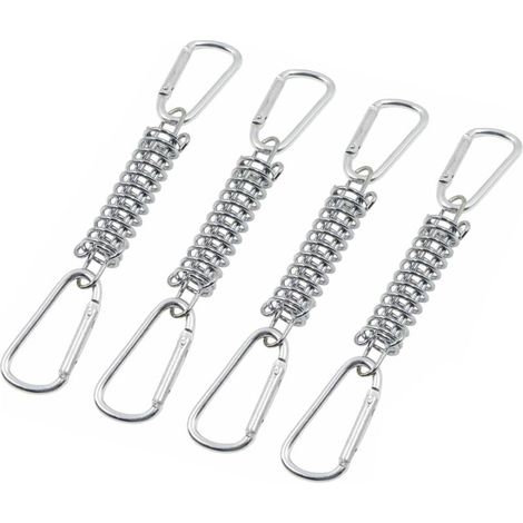 Sistema de tensión de resorte para toldos de sombra - Accesorio de acero inoxidable con 4 resortes helicoidales y 8 mosquetones para tiendas de campaña, toldos y camping, juego de 4