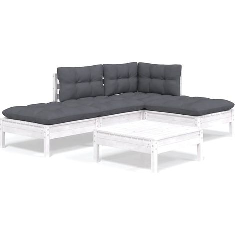 Maison Exclusive - Set Divani da Giardino 5 pz con Cuscini BiancLegno di Pino (1/5)