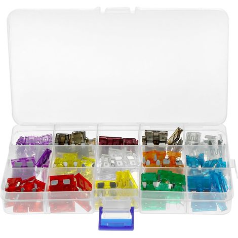 180 Pièces fusibles voiture, 2A-40A fusibles voiture mélangés kit, mini fusible de voiture standard avec codage couleur, pour voitures, camping-cars, motos (1/5)