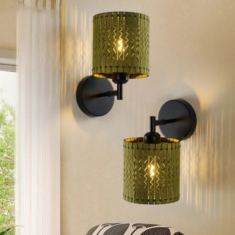 Boho Farmhouse Wooden Armed Sconce (Set of 2), Natural Basswood Wall Sconce Set, Farmhouse Wall Sconce for Indoor Living Room, Bedroom & Hallway (1/5)