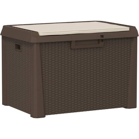 vidaXL Baule da Giardino con Cuscino Seduta Marrone 125 L in PP (1/5)