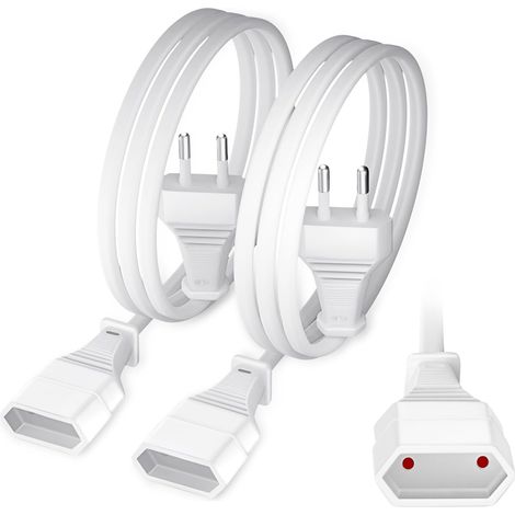 1m Rallonge Câble Euro Électrique Fiche Prise vers Type-C Jack TV PC Moniteur Lampes Beamer Appareils Ménagers (1 Mètre, 2 Pièces) (1/5)