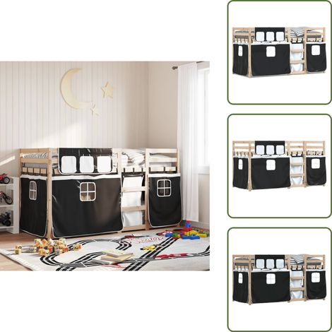 The Living Store Lit superposé sans matelas 90x200 cm bois de pin massif - Lit Superpose - Lit Enfant - Lit Design - Lit Bois - Lit Pin