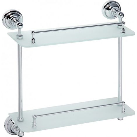 Etagère de douche double murale RETRO en verre 40x42x12 cm (1/5)