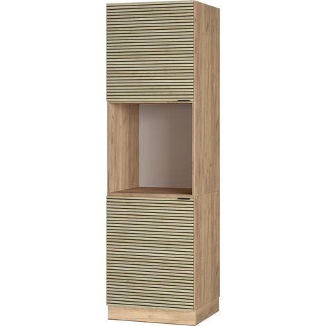 Herdumbauschrank Fame-Line, Eiche Paneel, 60 cm offen, Vicco
