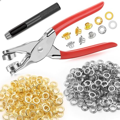 Kit de 643 outils à œillets de 1,27 cm (trou intérieur) avec 320 œillets, 320 rondelles et pince à œillets pour cuir, ceinture, chaussures, travaux manuels (1/5)