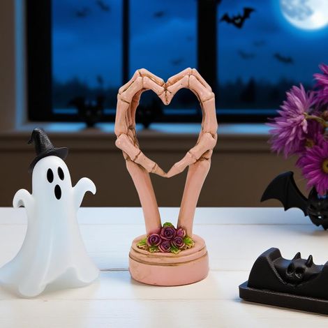 Sculpture Main Crâne Cœur - Statue de Main Halloween en Forme de Cœur - (1/4)